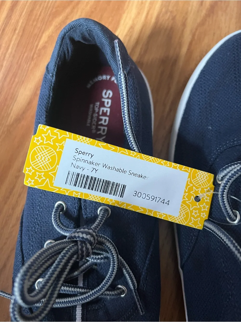Sperry Navy Canvas Boat Shoes with White Soles